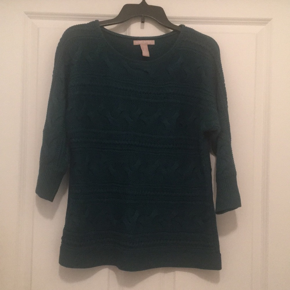 Chunky Cable Knit scoop neck Teal Sweater